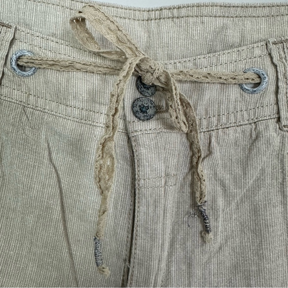 Sundance Linen Cotton Micro Stripe Ribbon Belt Pants - Picture 4 of 7